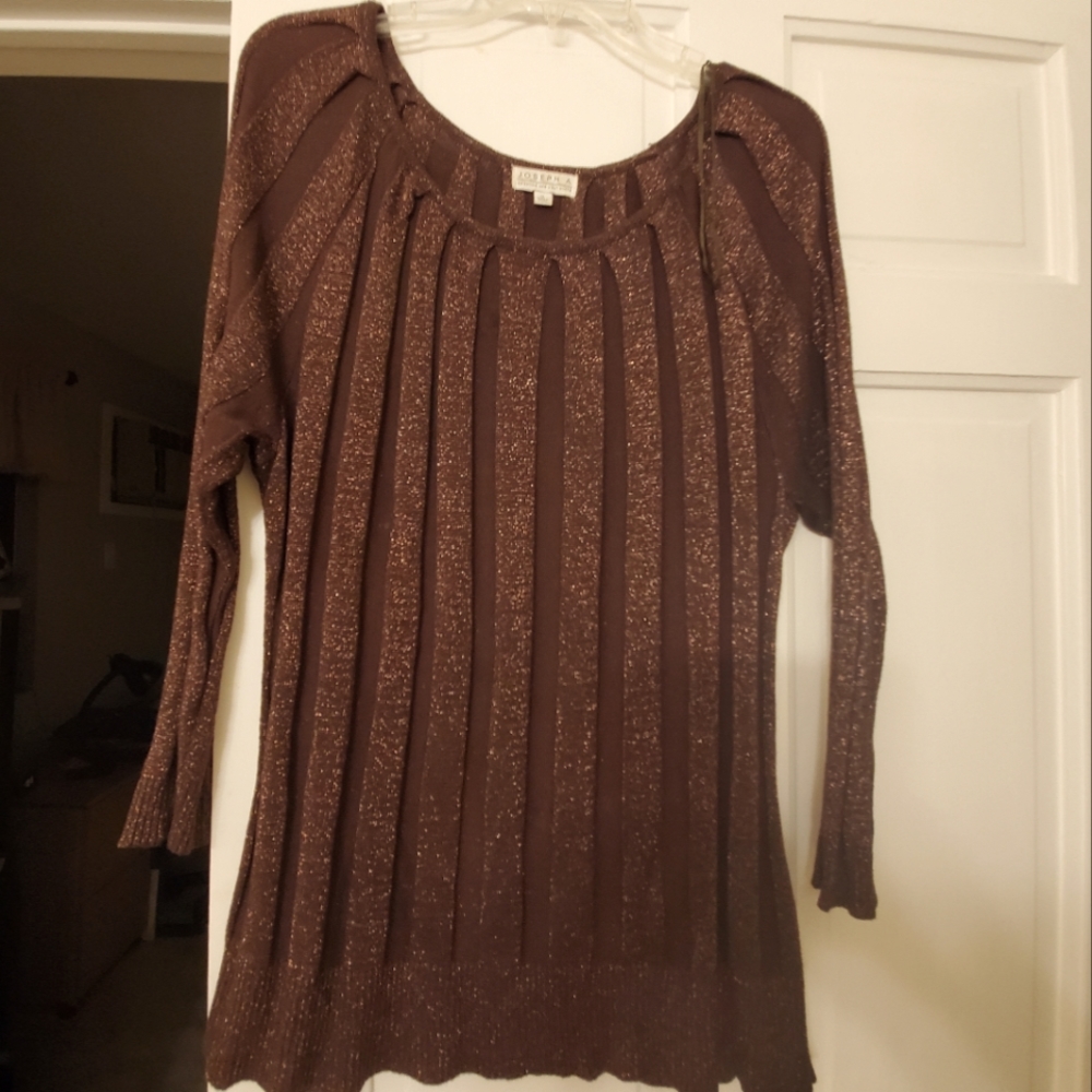 Brown Sequined stripe sweater.  Pair with fancy leggings, great for a party. XL